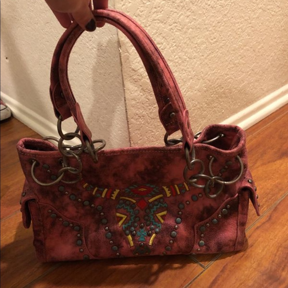 Boho leather  purse